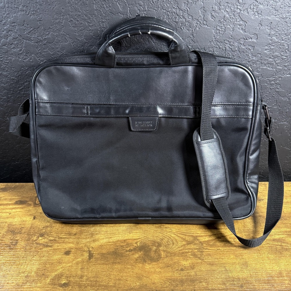 Kenneth Cole Reaction R-Tech Black Ballistic Nylon Laptop Briefcase Bag Large